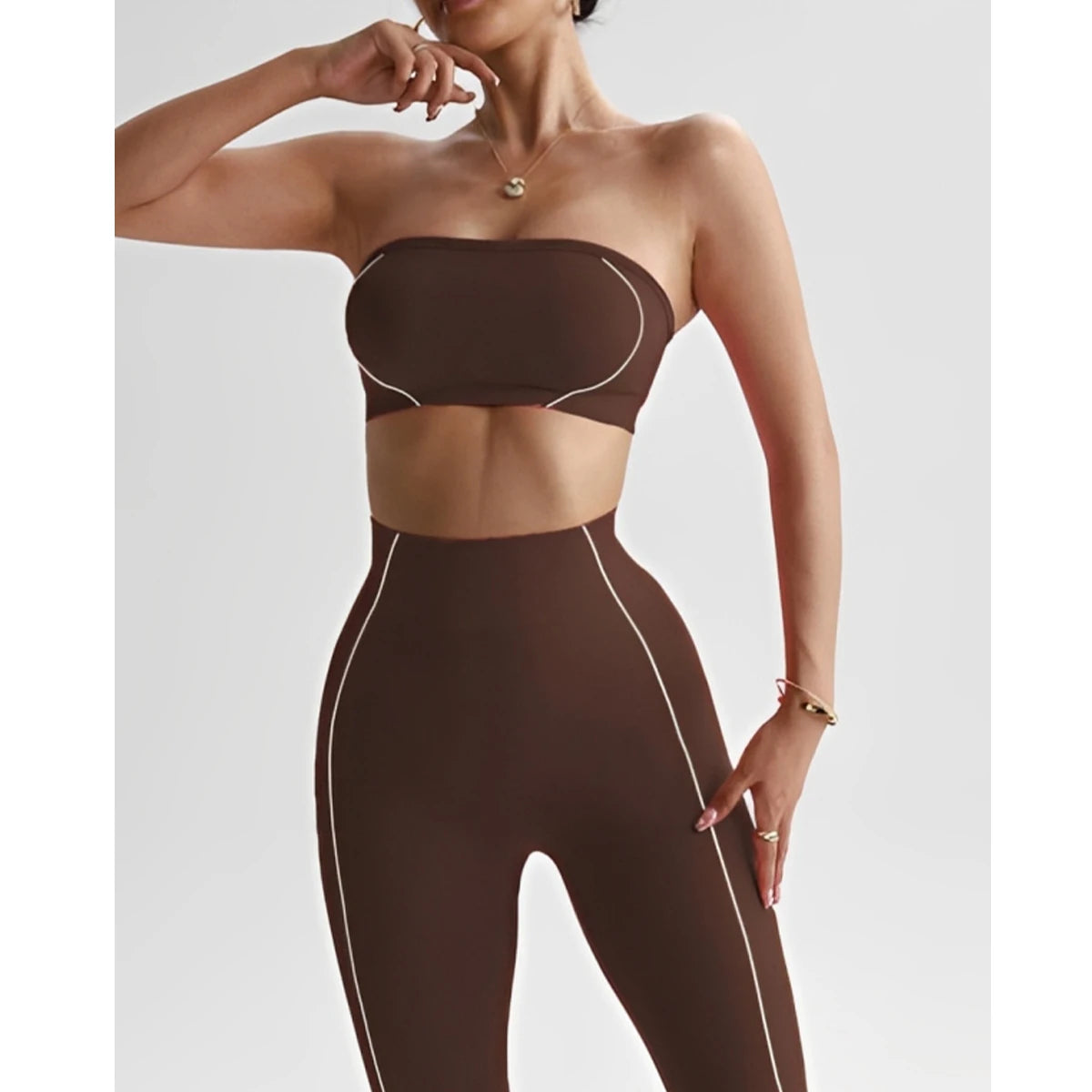 TKITK 2 Pieces Yoga Gym Set Women Seamless Strappy Yoga Bra High Waist Workout Scrunch Shorts Set Fitness Clothes Sportswear