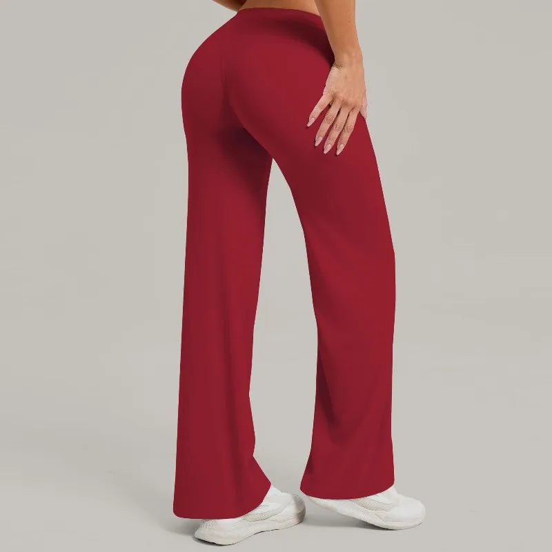 Women's New Pilates Straight Leg Yoga Pants Hip Lifting Tight Fitting Wide Leg Pants Outdoor Sports Running Casual Fitness Pants
