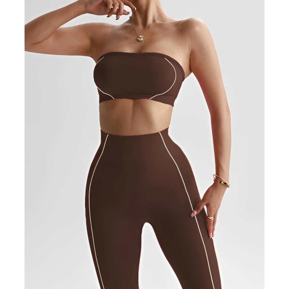 TKITK 2 Pieces Yoga Gym Set Women Seamless Strappy Yoga Bra High Waist Workout Scrunch Shorts Set Fitness Clothes Sportswear