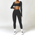 Yoga Clothes 2PCS Gym Set Sports Shorts Set Women Long Sleeved High Waist Shorts Fitness Suit Running Workout Tracksuit XP133