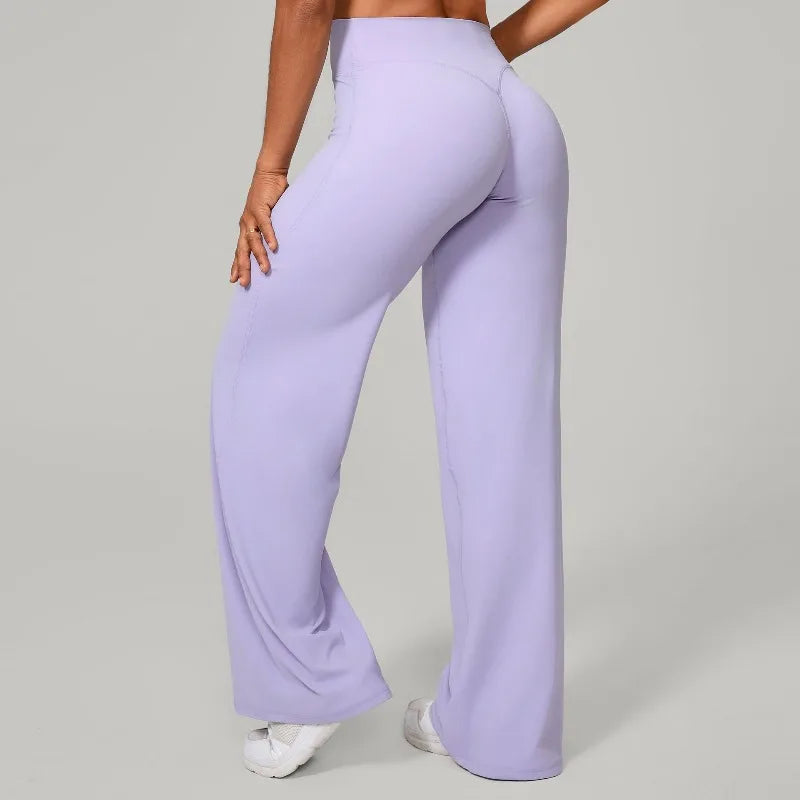 Women's New Pilates Straight Leg Yoga Pants Hip Lifting Tight Fitting Wide Leg Pants Outdoor Sports Running Casual Fitness Pants