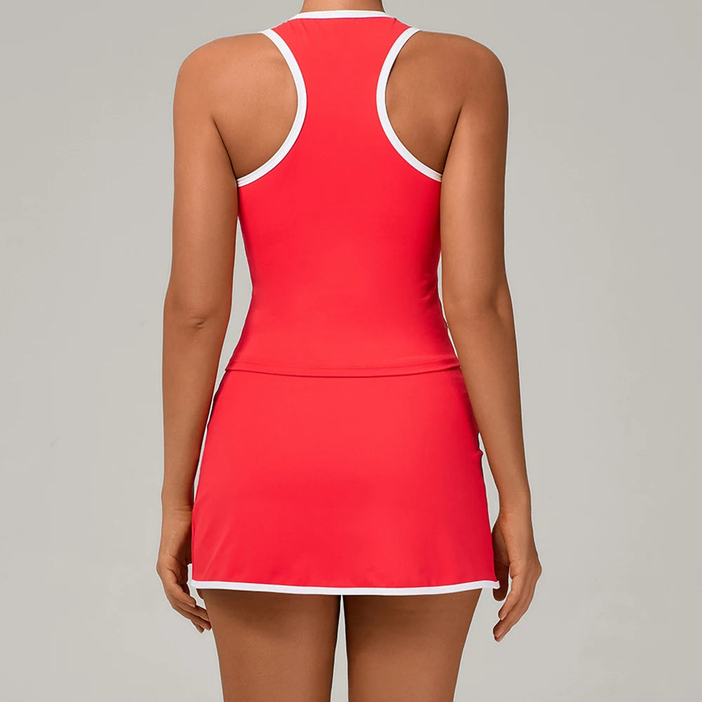 2 Pieces Yoga Set Gym Set Women Tracksuit Yoga Vest Sports Short Skirt Sport Suits Workout Sportswear Running Clothing Gym Wear