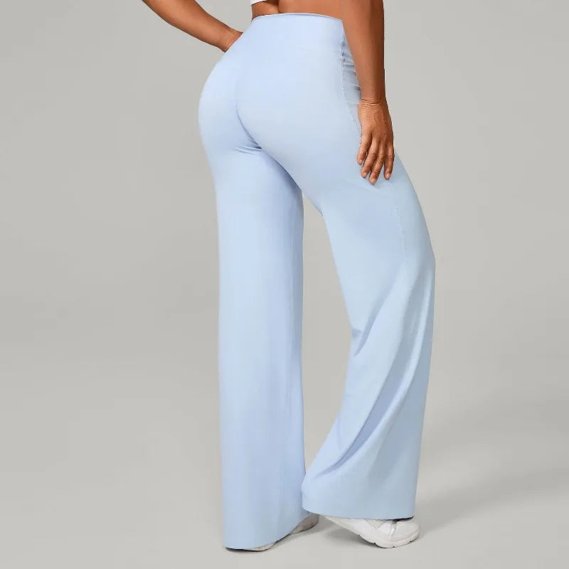 Women's New Pilates Straight Leg Yoga Pants Hip Lifting Tight Fitting Wide Leg Pants Outdoor Sports Running Casual Fitness Pants