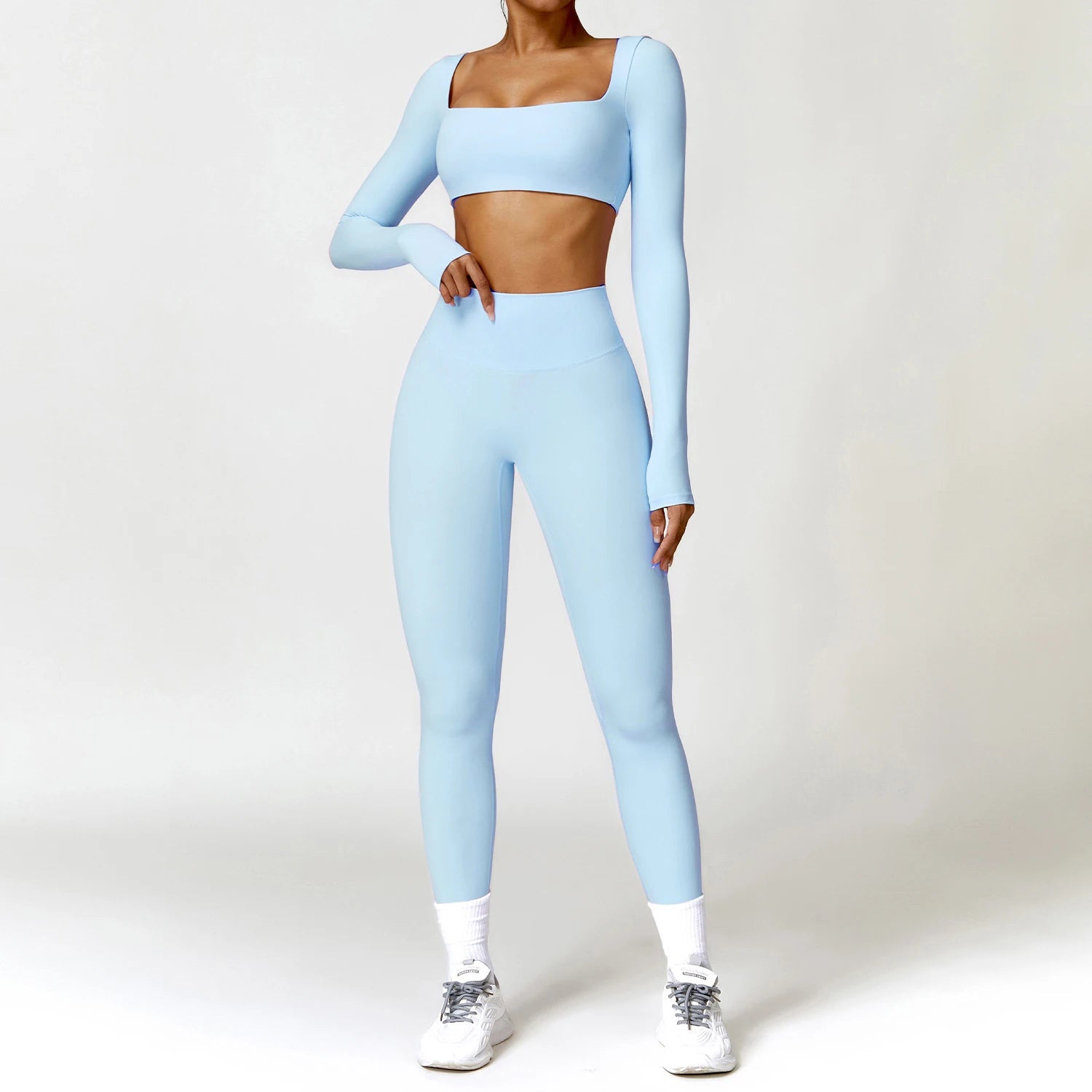 Yoga Clothes 2PCS Gym Set Sports Shorts Set Women Long Sleeved High Waist Shorts Fitness Suit Running Workout Tracksuit XP133