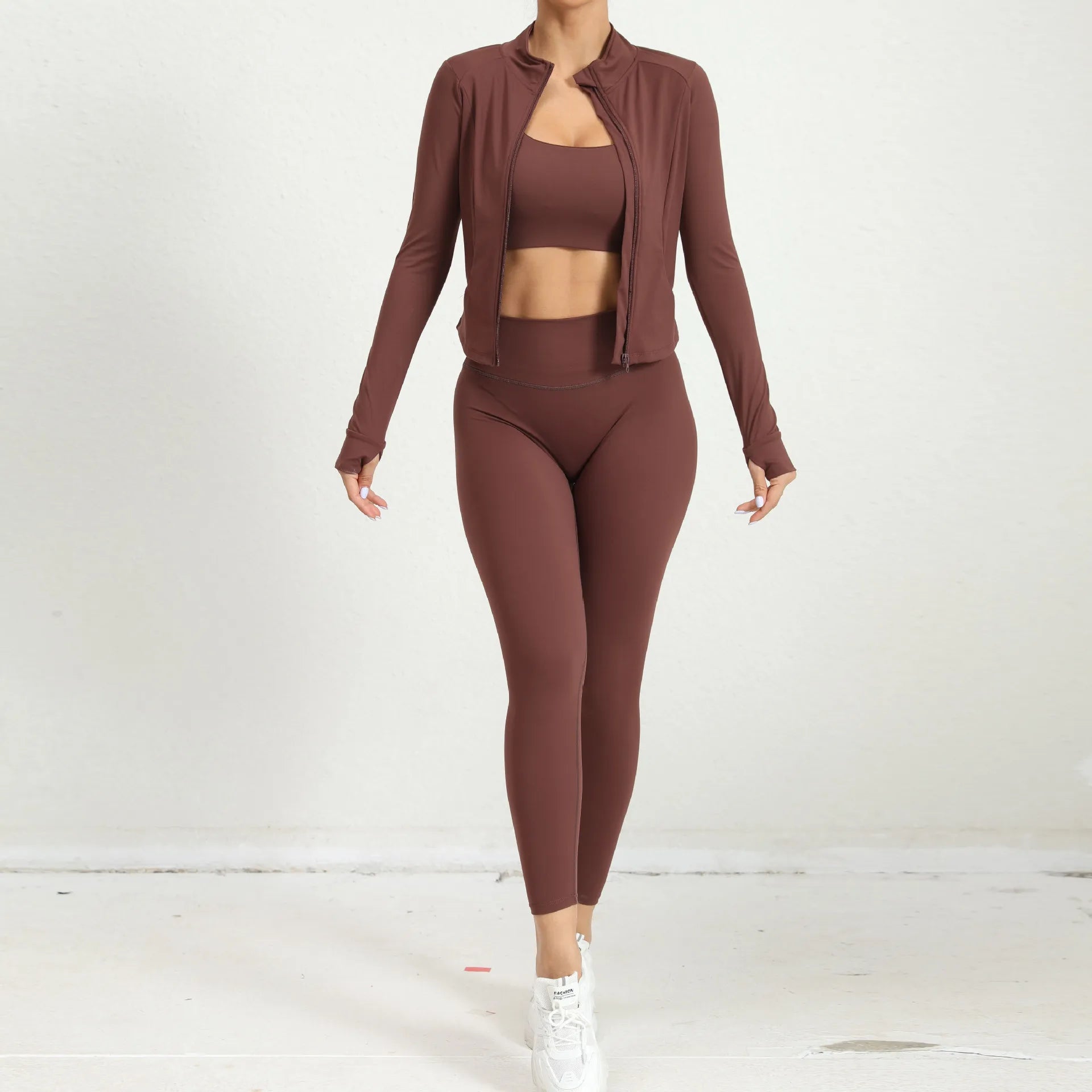 Yoga Gym Sets Jacket Leggings Sportswear Woman Gym Sports and Fitness Workout Clothes for Women 2 Piece Sets Womens Outfits