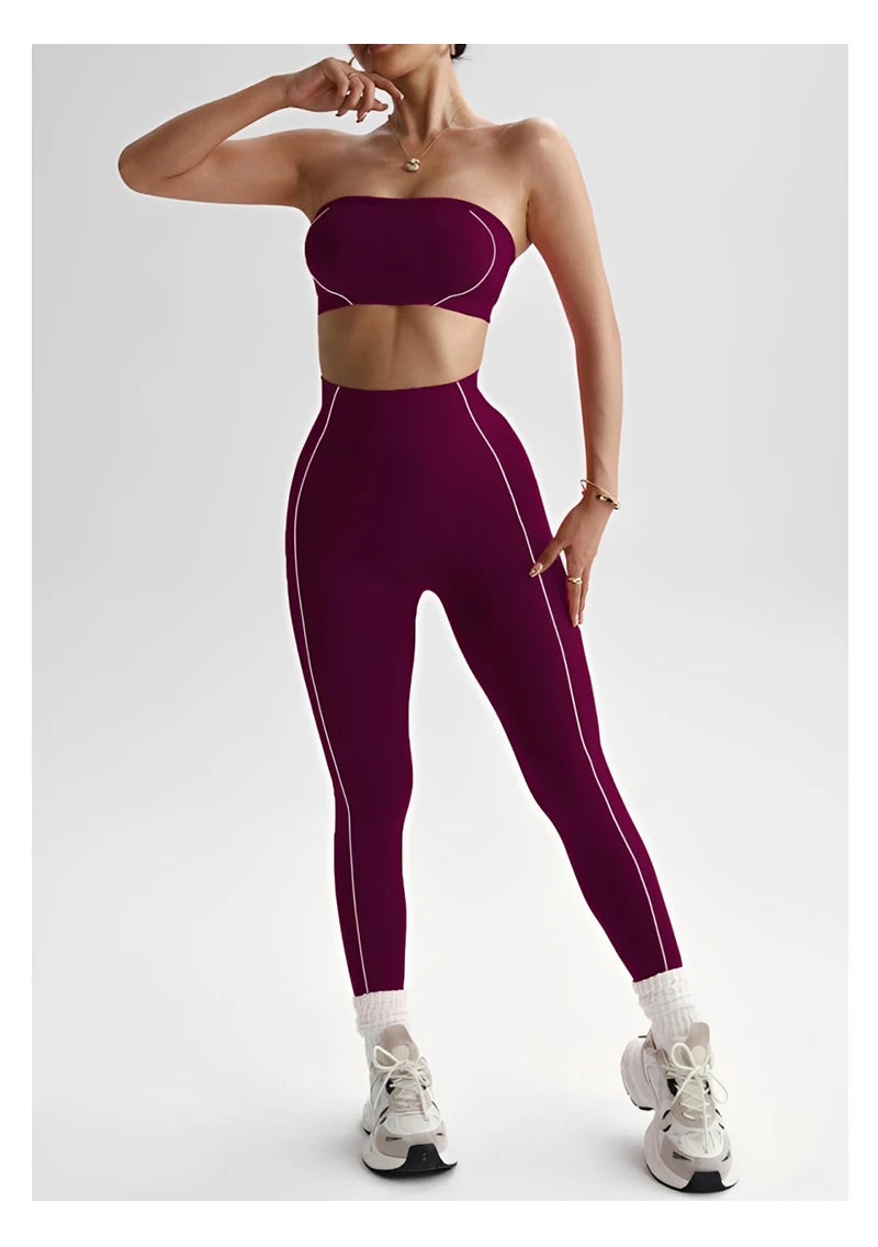 TKITK 2 Pieces Yoga Gym Set Women Seamless Strappy Yoga Bra High Waist Workout Scrunch Shorts Set Fitness Clothes Sportswear