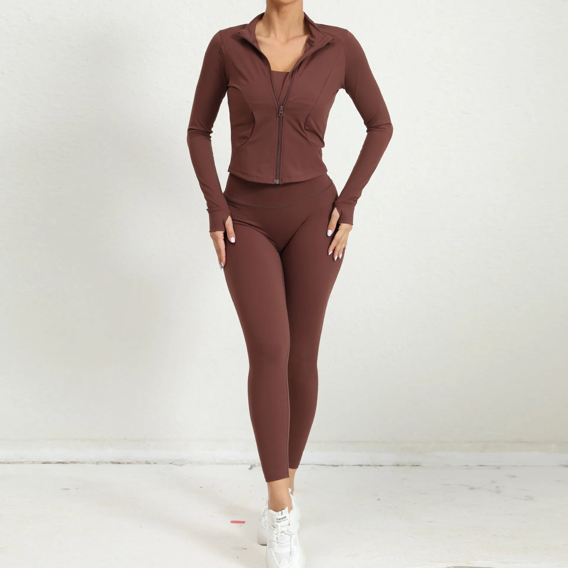Yoga Gym Sets Jacket Leggings Sportswear Woman Gym Sports and Fitness Workout Clothes for Women 2 Piece Sets Womens Outfits