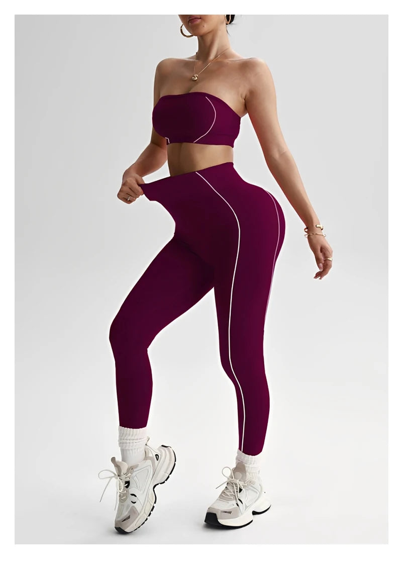 TKITK 2 Pieces Yoga Gym Set Women Seamless Strappy Yoga Bra High Waist Workout Scrunch Shorts Set Fitness Clothes Sportswear