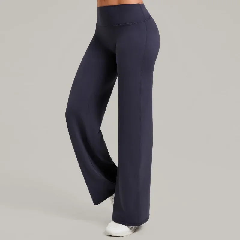 Women's New Pilates Straight Leg Yoga Pants Hip Lifting Tight Fitting Wide Leg Pants Outdoor Sports Running Casual Fitness Pants
