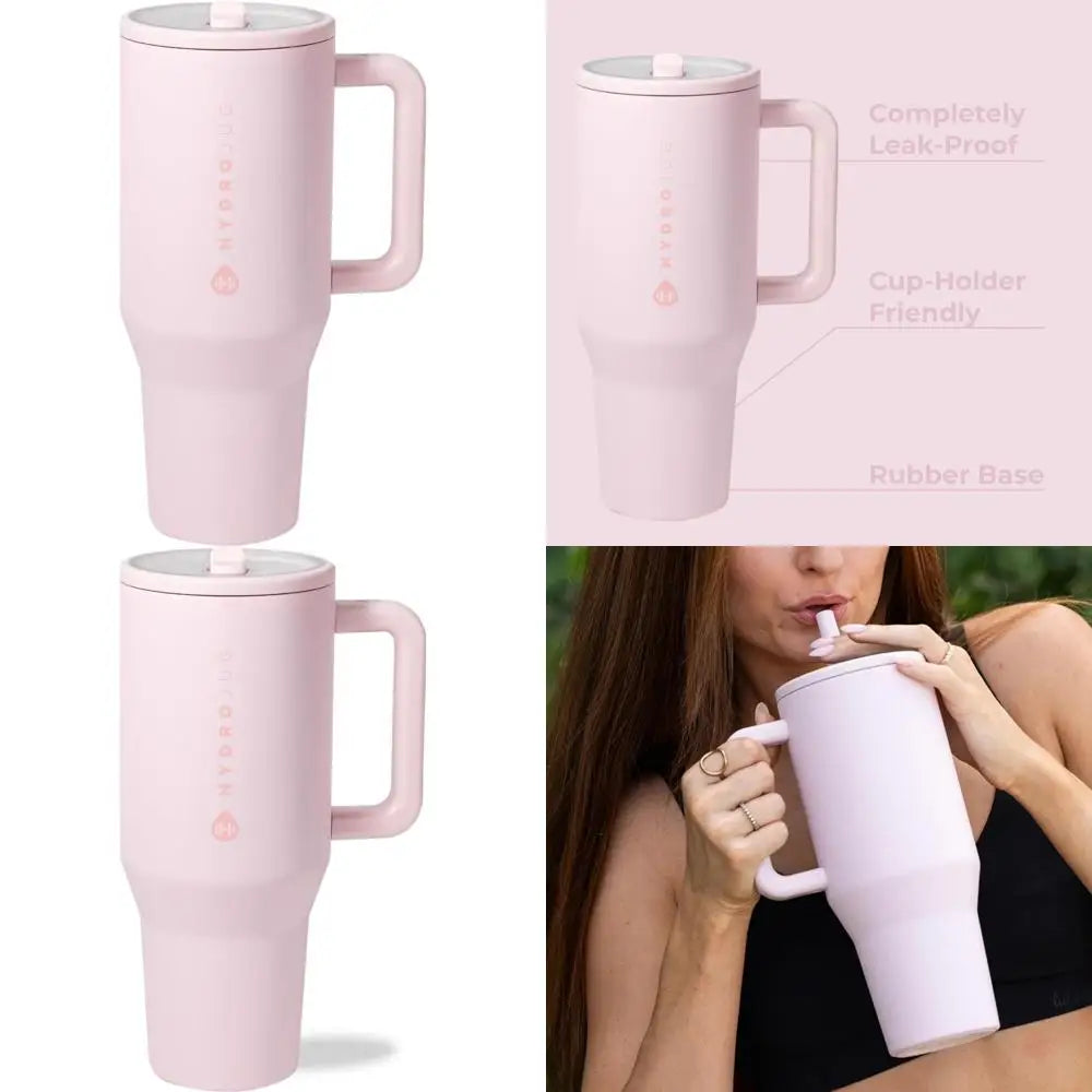 40 oz Insulated Water Bottle with Handle & Flip Straw - Leak-Resistant, Fits Cup Holder, Reusable Stainless Steel Tumbler - Gift