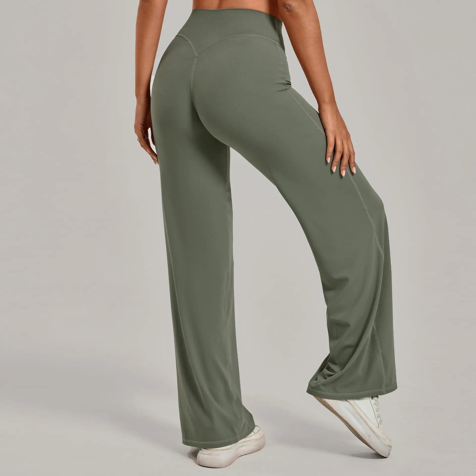 Women's New Pilates Straight Leg Yoga Pants Hip Lifting Tight Fitting Wide Leg Pants Outdoor Sports Running Casual Fitness Pants