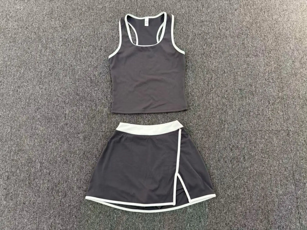 2 Pieces Yoga Set Gym Set Women Tracksuit Yoga Vest Sports Short Skirt Sport Suits Workout Sportswear Running Clothing Gym Wear