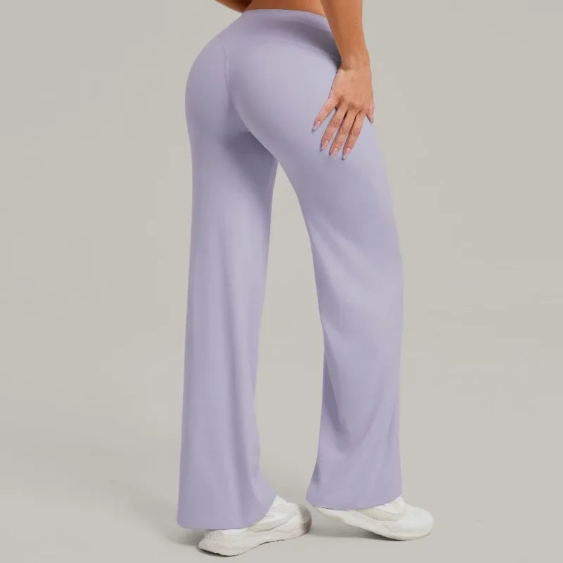 Women's New Pilates Straight Leg Yoga Pants Hip Lifting Tight Fitting Wide Leg Pants Outdoor Sports Running Casual Fitness Pants