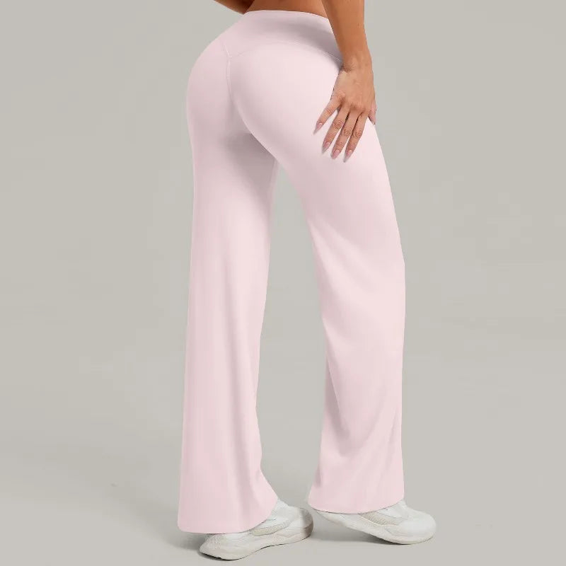 Women's New Pilates Straight Leg Yoga Pants Hip Lifting Tight Fitting Wide Leg Pants Outdoor Sports Running Casual Fitness Pants