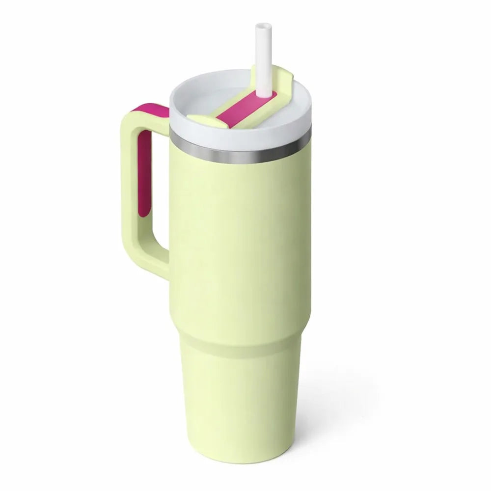 Insulated Tumbler with Handle and Straw Lid, 40oz Large Capacity Travel Mug, Stainless Steel Vacuum Cup for Hot Cold Drinks