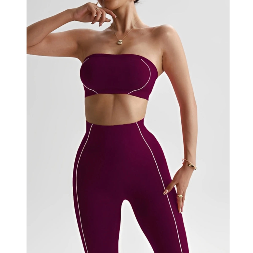 TKITK 2 Pieces Yoga Gym Set Women Seamless Strappy Yoga Bra High Waist Workout Scrunch Shorts Set Fitness Clothes Sportswear