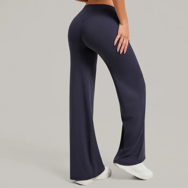 Women's New Pilates Straight Leg Yoga Pants Hip Lifting Tight Fitting Wide Leg Pants Outdoor Sports Running Casual Fitness Pants