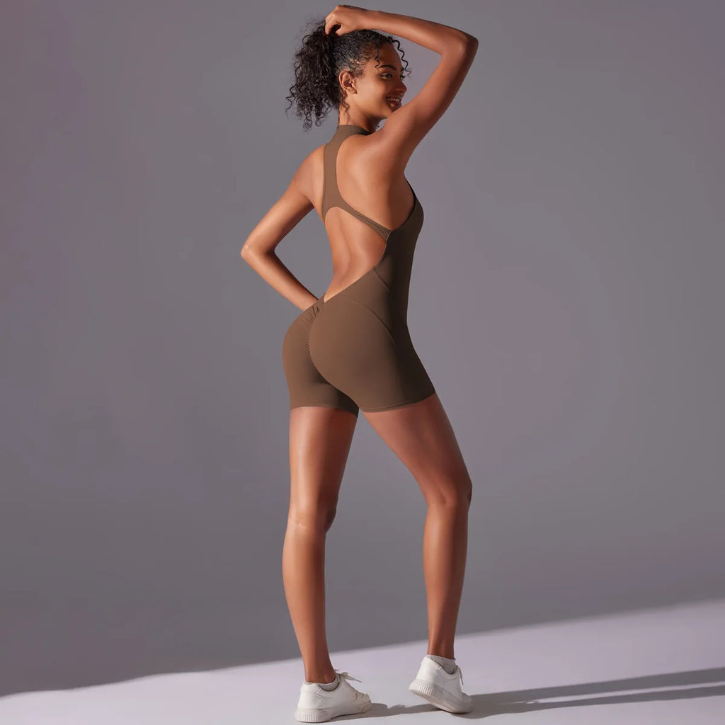 Short Sportswear Yoga Set Gym Jumpsuits Fitness Suits Summer Zipper Gym Tracksuit Women Running Gym Clothing Sports Overalls