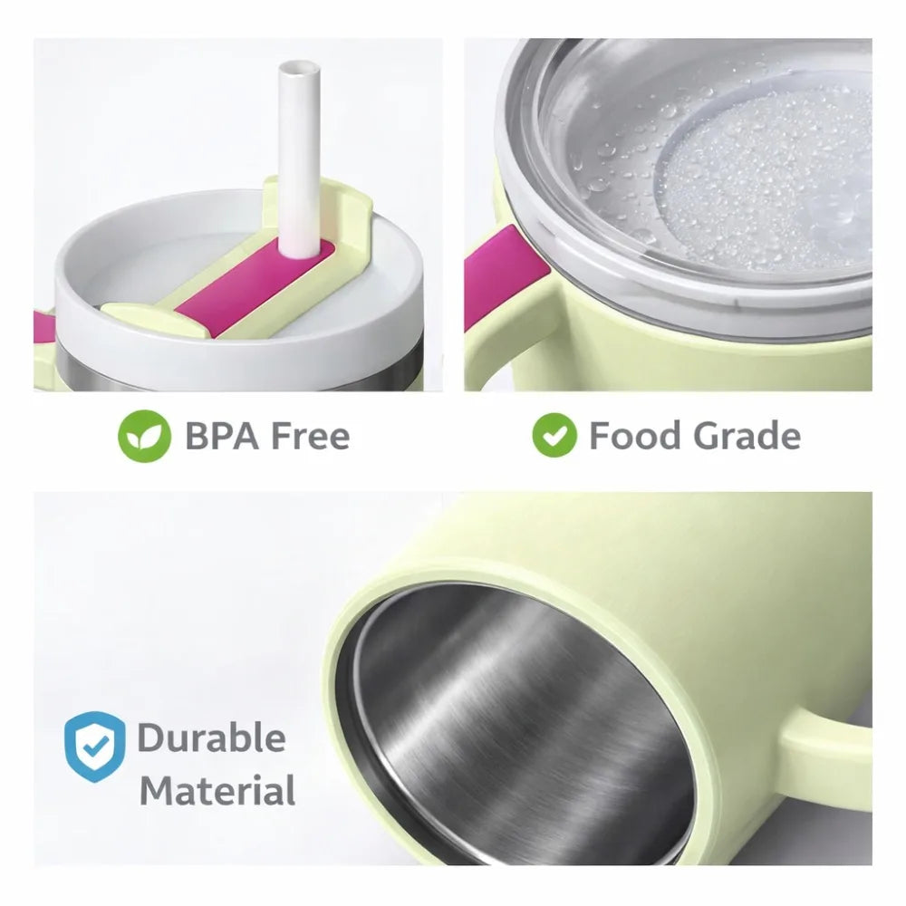 Insulated Tumbler with Handle and Straw Lid, 40oz Large Capacity Travel Mug, Stainless Steel Vacuum Cup for Hot Cold Drinks